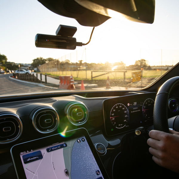 Uniden Dash View 60+ dash cam mounted in a car windscreen Australia