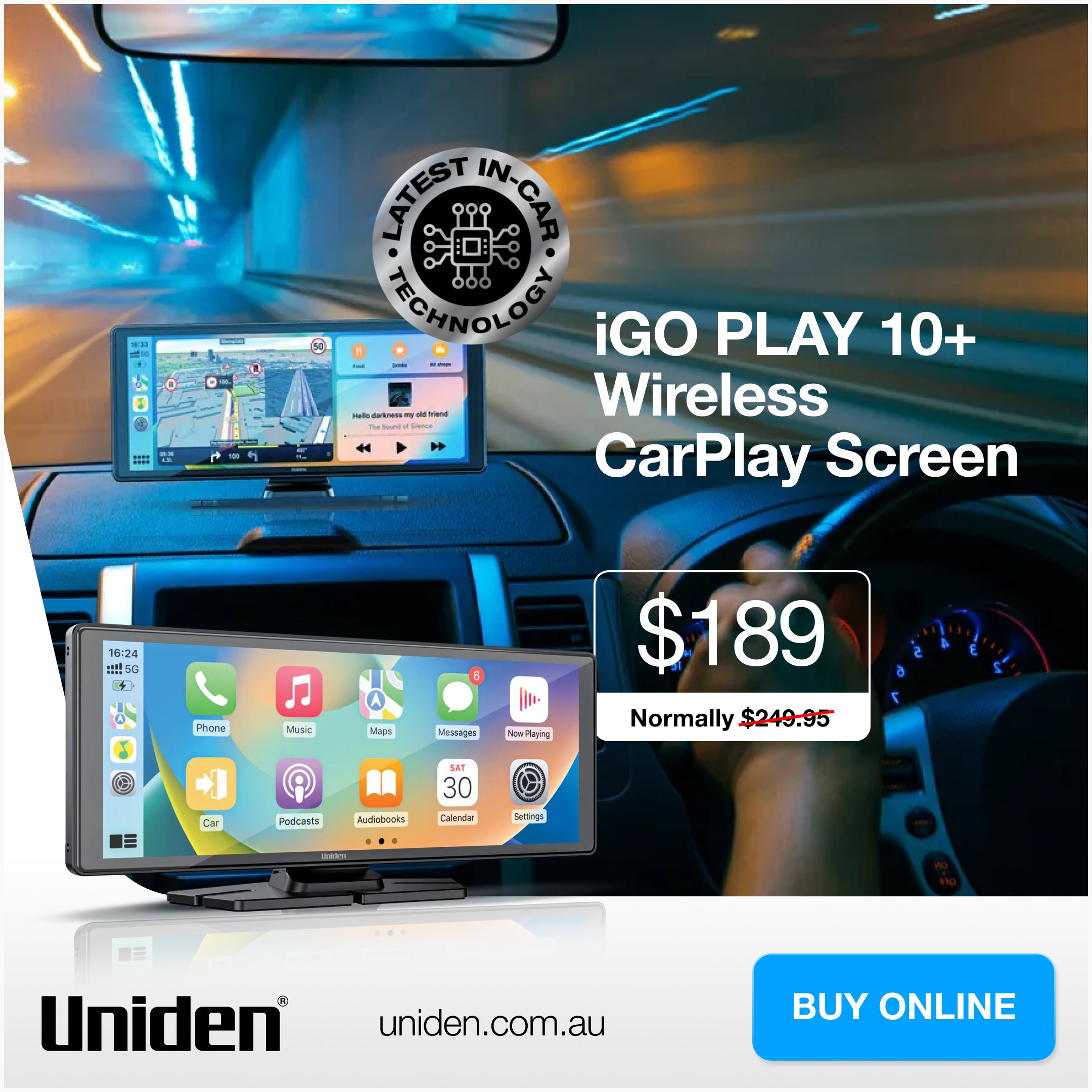 iGO PLAY 10+ Wireless CarPlay Screen