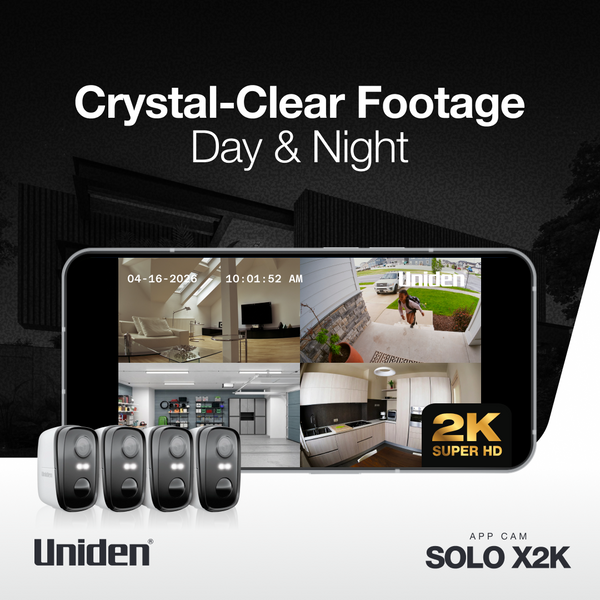 Uniden App Cam SOLO X2K crystal-clear 2K Super HD footage day and night Australia