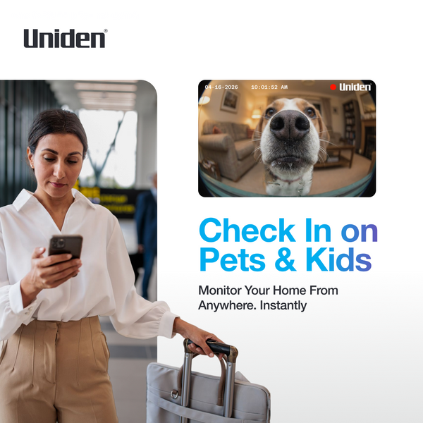 Uniden APP CAM X25PT security camera to check in on pets and kids remotely from anywhere Australia