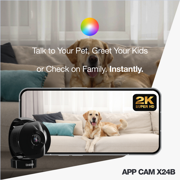 Uniden App Cam X24B indoor camera with two-way talk to family and pets Australia