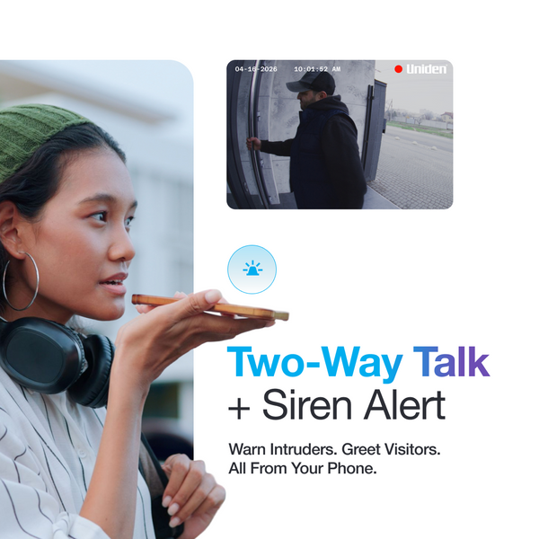 Uniden App Cam SOLO X2K two-way talk and siren alert camera from your phone Australia
