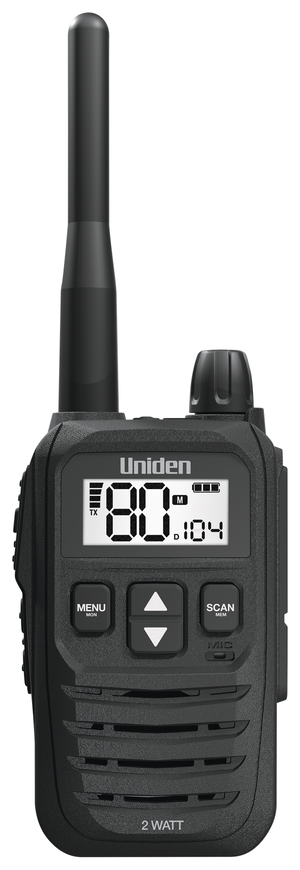 Uniden UH825 2 watt handheld UHF CB radio front view Australia