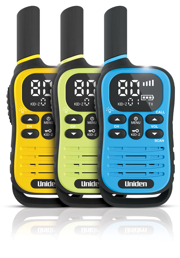 Uniden UH45-3 Max triple pack 80-channel UHF CB walkie talkies in three colours Australia
