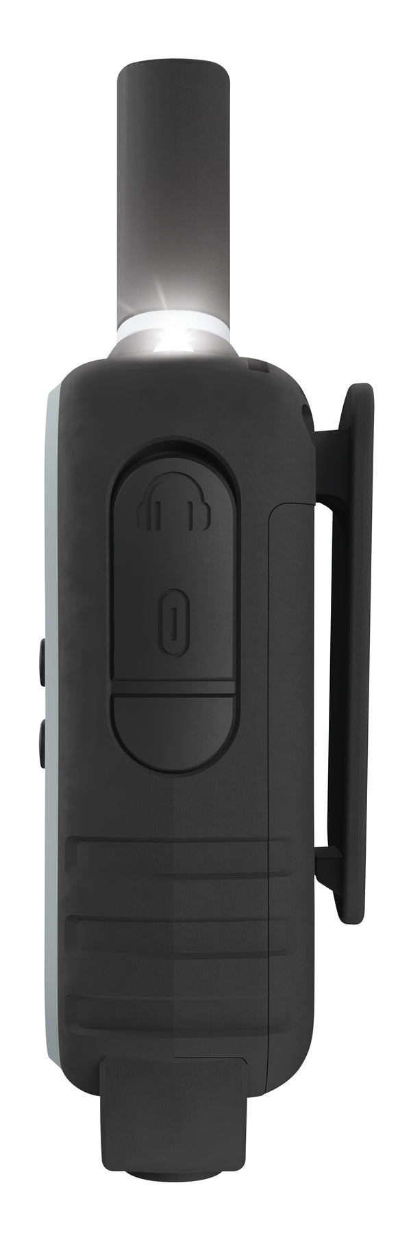 Uniden UH45 Max handheld UHF CB radio side view with belt clip Australia