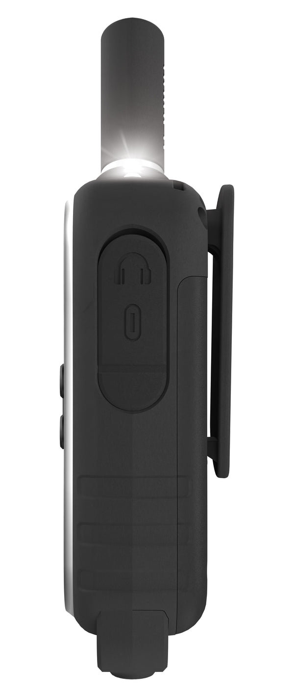 Uniden UH610 Max handheld UHF CB radio side view with belt clip Australia