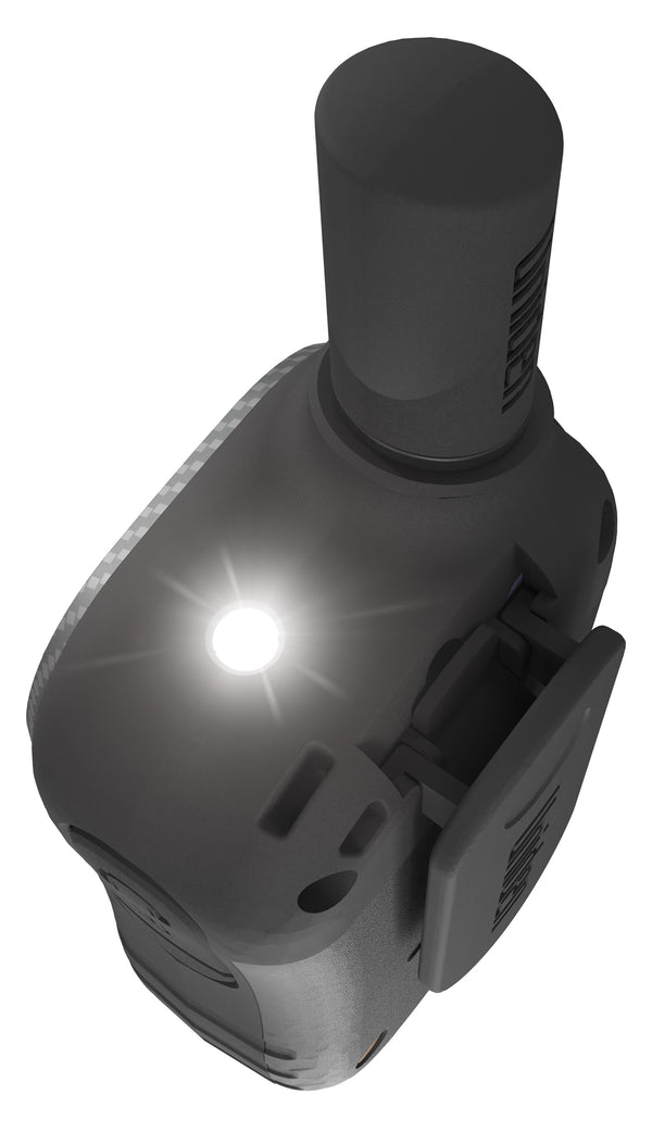 Uniden UH620-2 Max handheld UHF CB radio built-in LED torch close-up Australia