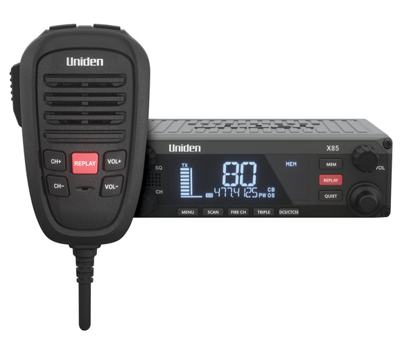 Uniden X85 DIN mount UHF CB radio with controller microphone and channel display Australia