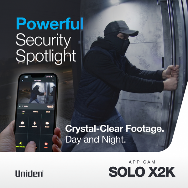 Uniden App Cam SOLO X2K Bullet Kit powerful security spotlight day and night Australia