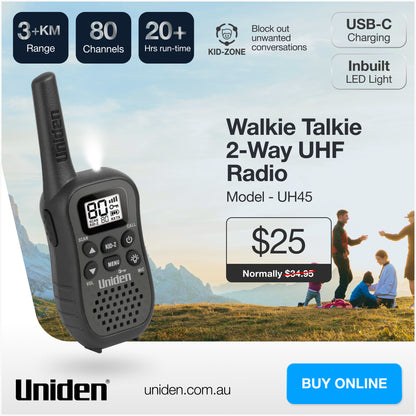 UH45 – 80 Channel UHF CB Handheld Radio Portable Walkie Talkie