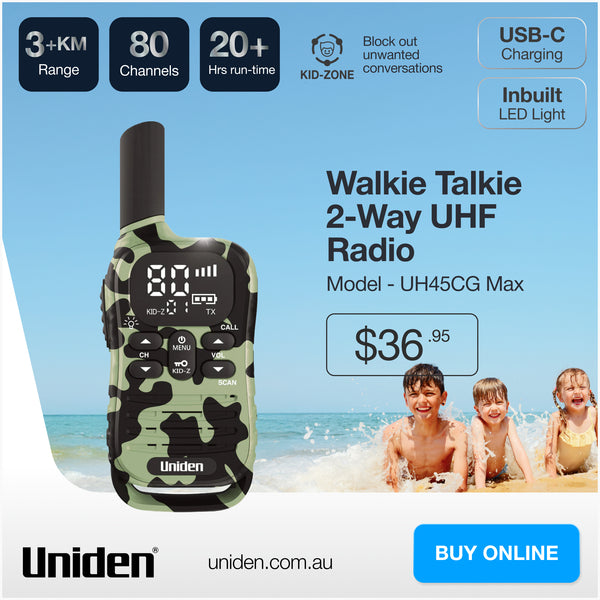 Uniden UH45CG Max green camo 80-channel UHF CB walkie talkie Australia