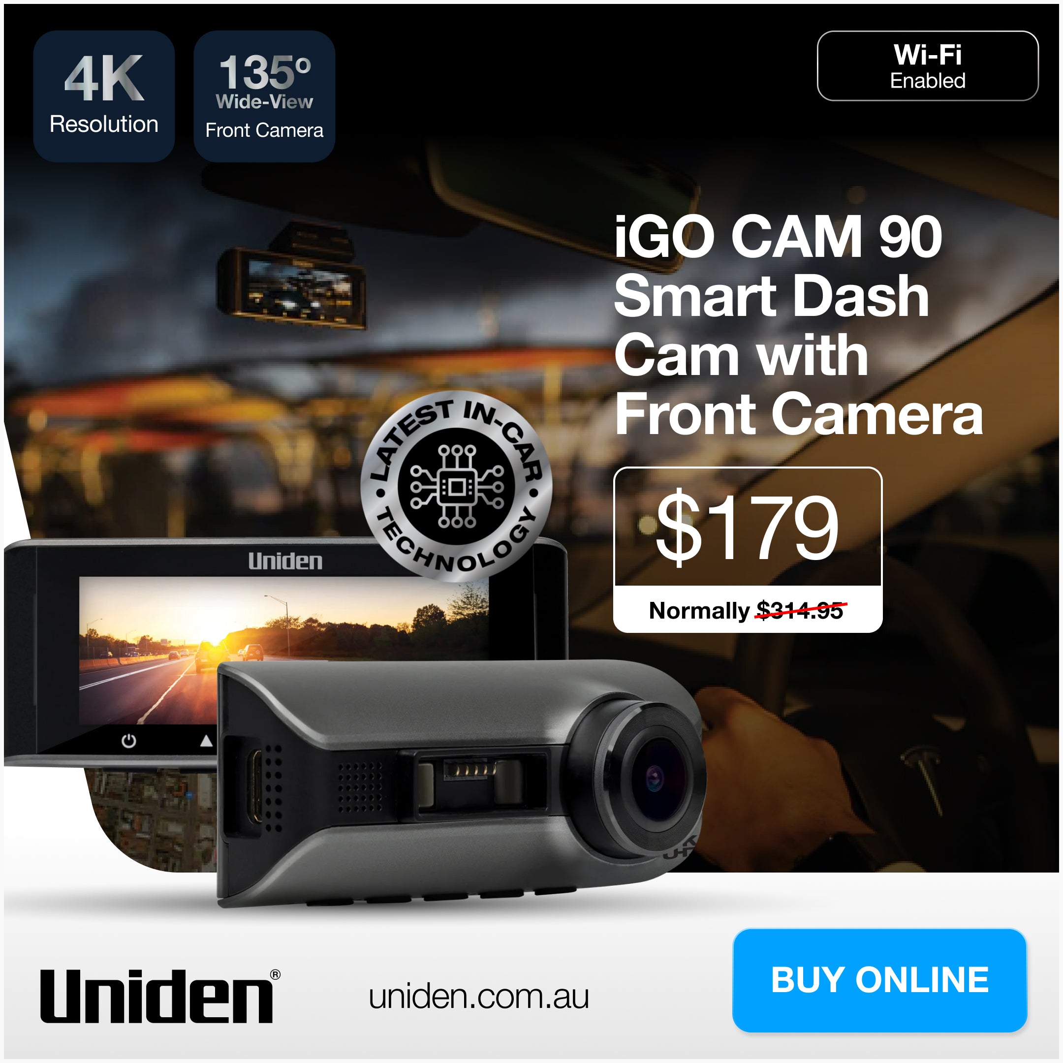 iGO CAM 90 - Smart Dash Cam With Front Camera