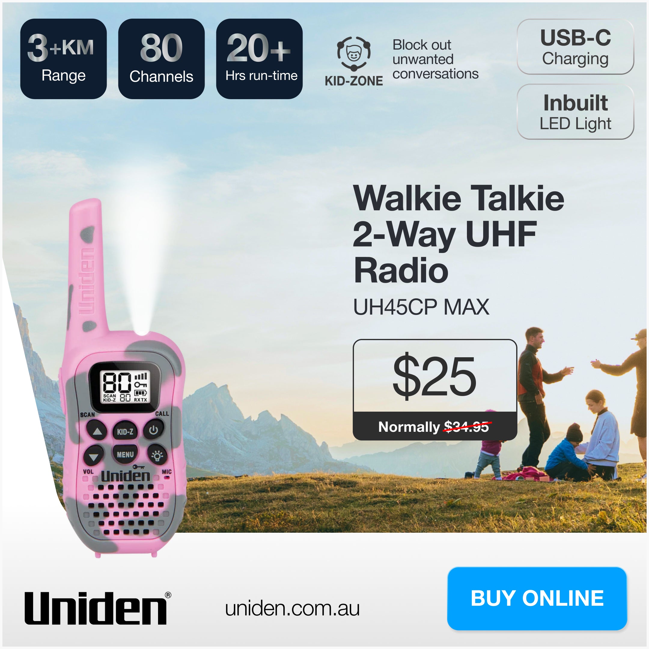 UH45CP 80 Channel UHF Walkie Talkie