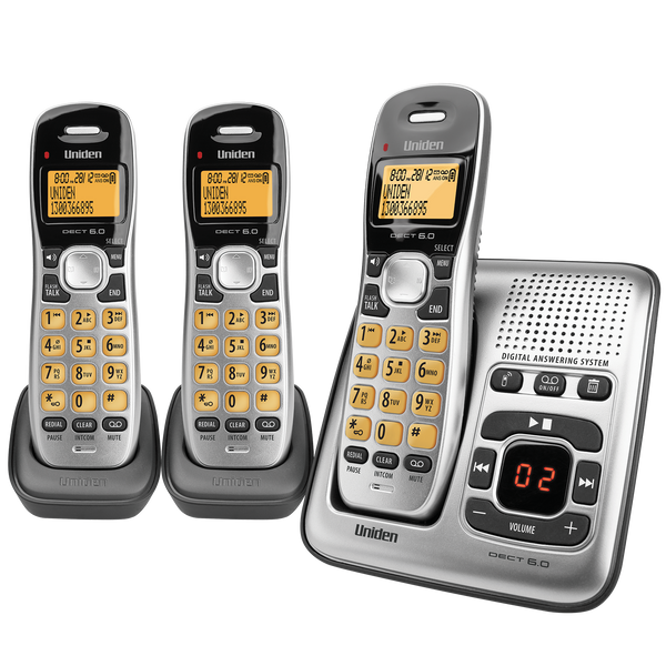 Uniden DECT 1735 cordless phone with 3 handsets and digital answering system Australia