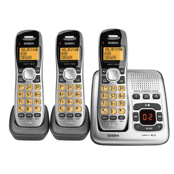 Uniden DECT 1735 cordless phone triple handset pack with answering system Australia