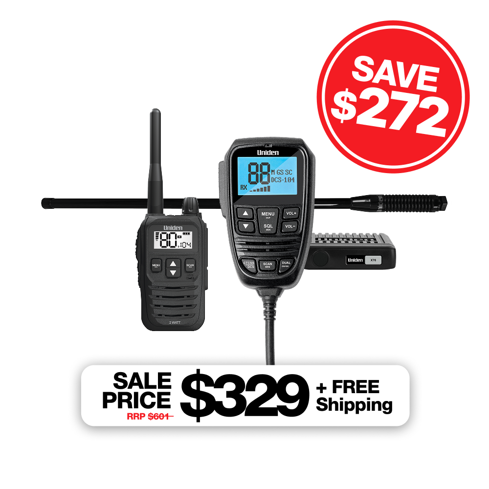 X76 In-Vehicle UHF Radio  + Antenna  + UH825 2-Watt UHF Radio