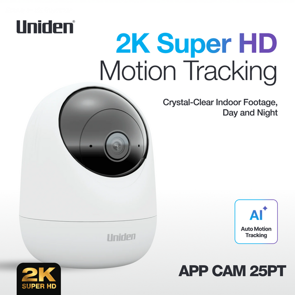 Uniden APP CAM X25PT 2K Super HD indoor security camera with AI auto motion tracking Australia