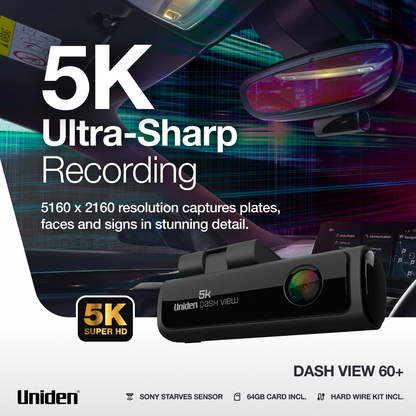 Dash View 60+ 5K WiFi Dash Cam