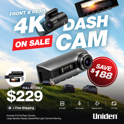 Uniden iGO CAM 90R 4K Dash Cam with Rear Camera Plus Hardwire Kit