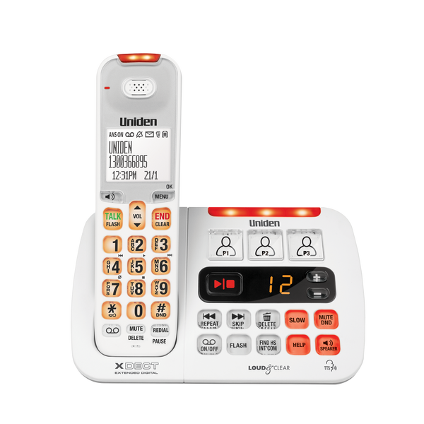Uniden SS E45W white cordless phone in base with digital answering machine Australia
