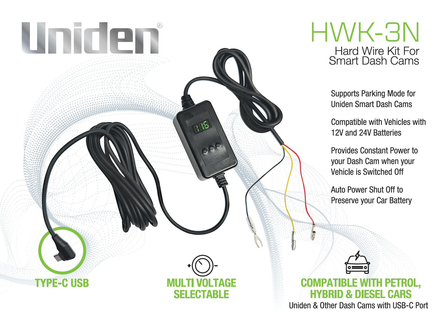 HWK-3N - Hardwire Kit for Uniden Dash Cam