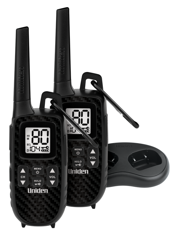 Uniden UH620-2DLX black UHF CB handheld radios with earpieces Australia