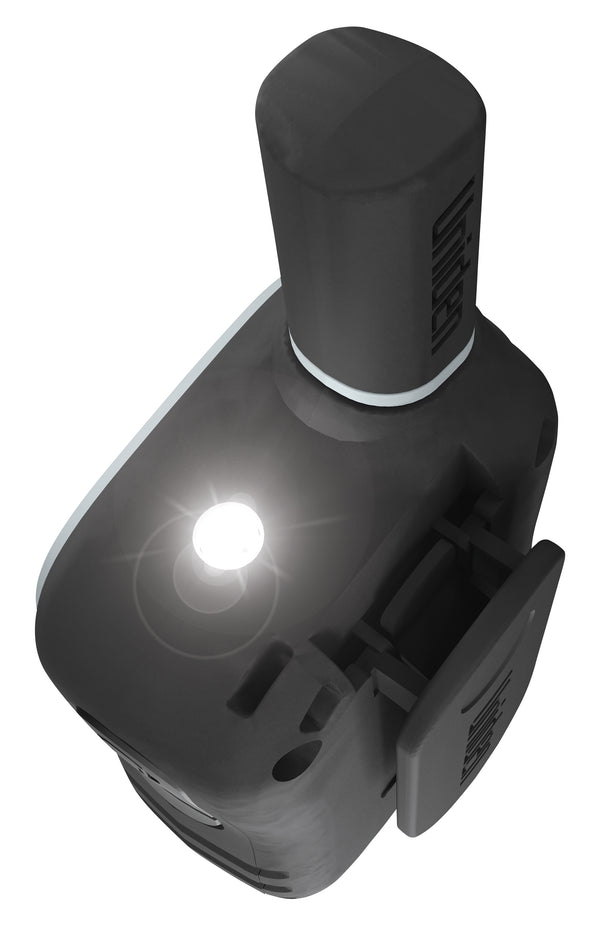 Uniden UH45CG Max handheld walkie talkie built-in LED torch close-up Australia