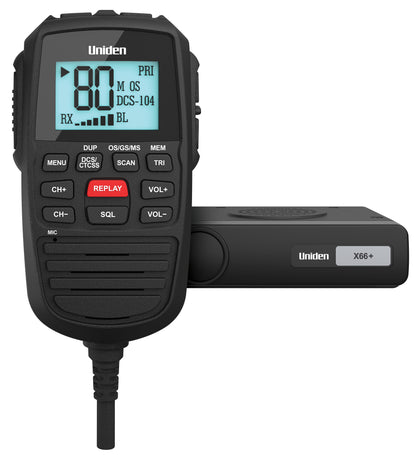 Uniden X66+ UHF CB radio with remote LCD speaker microphone