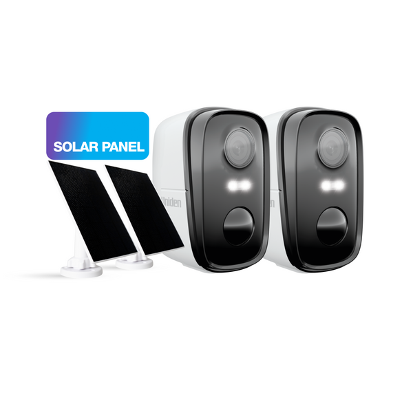 Uniden App Cam SOLO X2K twin pack wire-free security cameras with solar panels Australia