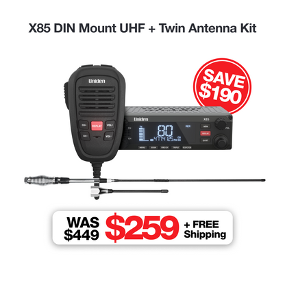 X85 DIN Mount UHF + Twin Antenna Kit