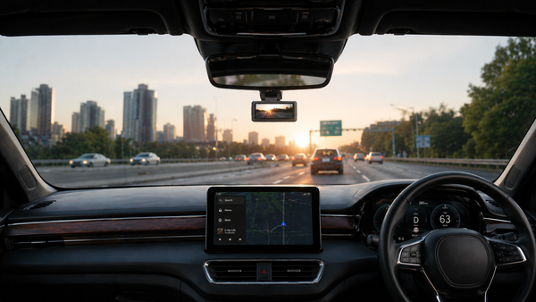 Uniden iGO CAM 63R dash cam with display screen while driving Australia