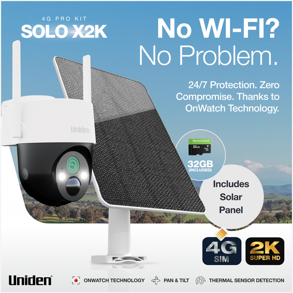 Uniden App Cam SOLO X2K 4G Pro Kit solar security camera with no Wi-Fi needed Australia